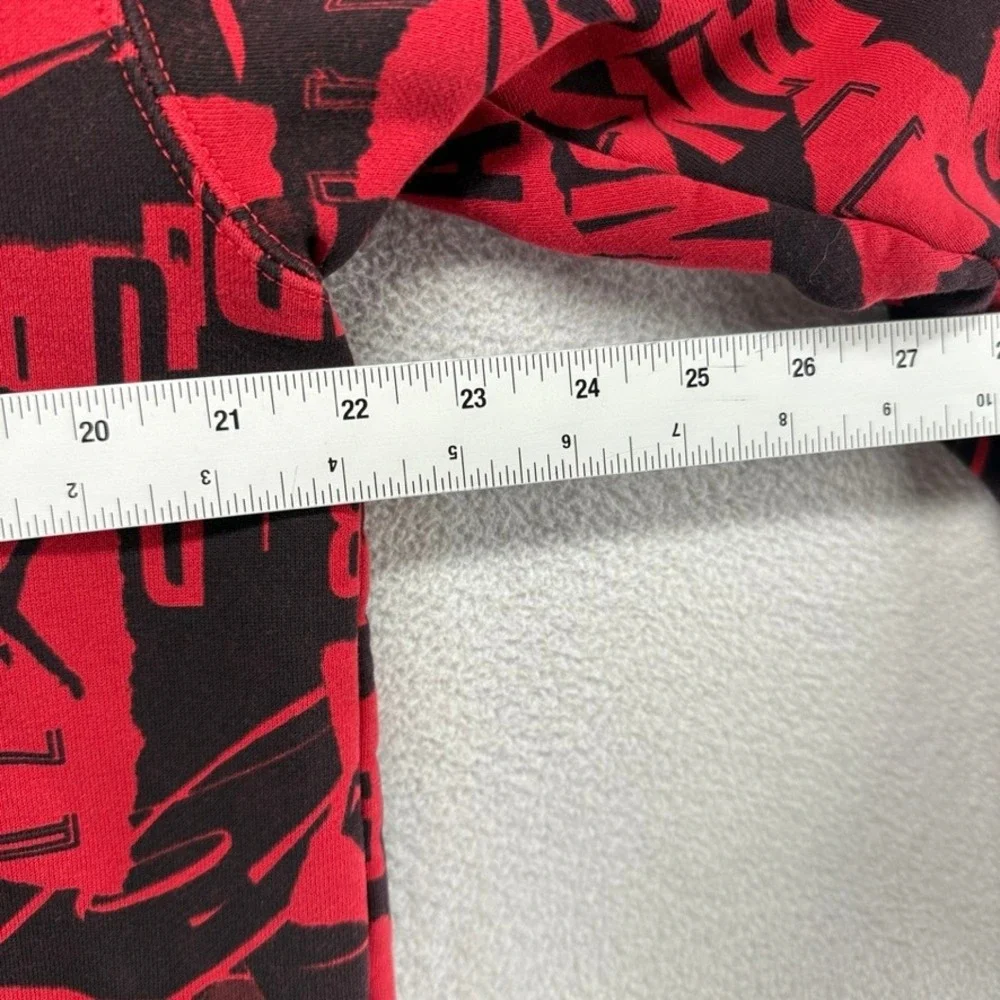 Jordan Hoodie Men's Large Red Jumpman All Over Print Graphic Pullover Printed